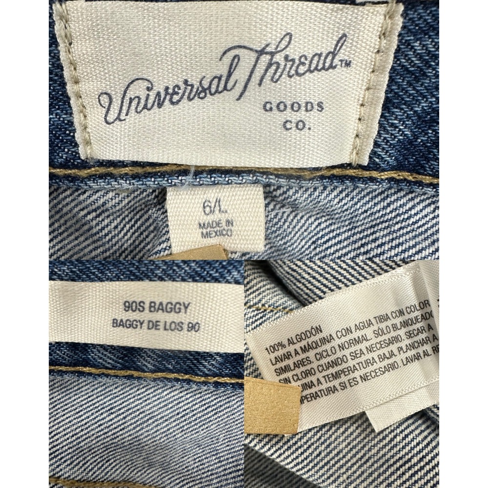 Universal Thread 100% Cotton Blue 90s Baggy Jeans Womens 6L High Rise Wide Leg - Picture 2 of 14